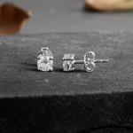 925 Sterling Silver Real Cubic Zirconia Gemstone Round Shape Stud Earrings