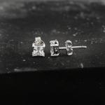 925 Sterling Silver Real Square Cubic Zirconia Gemstone Shape Stud Earrings