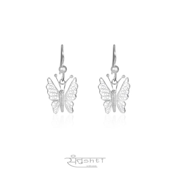 BUTTERFLY SILVER FILIGREE EARRINGS