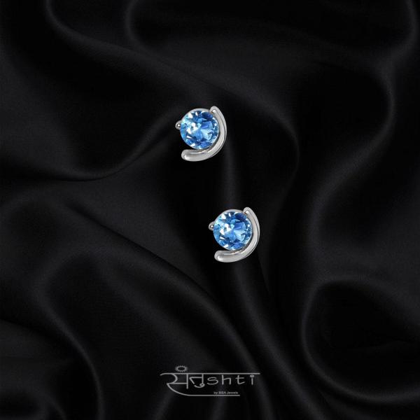 BLUE SILVER ZIRCON MINI STUDS