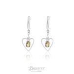 CITRINE HEART SILVER EARRINGS