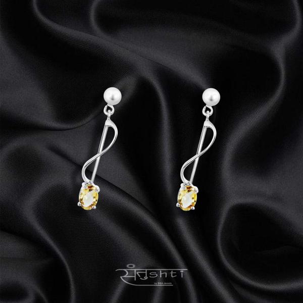 CITRINE SILVER DROP DANGLERS