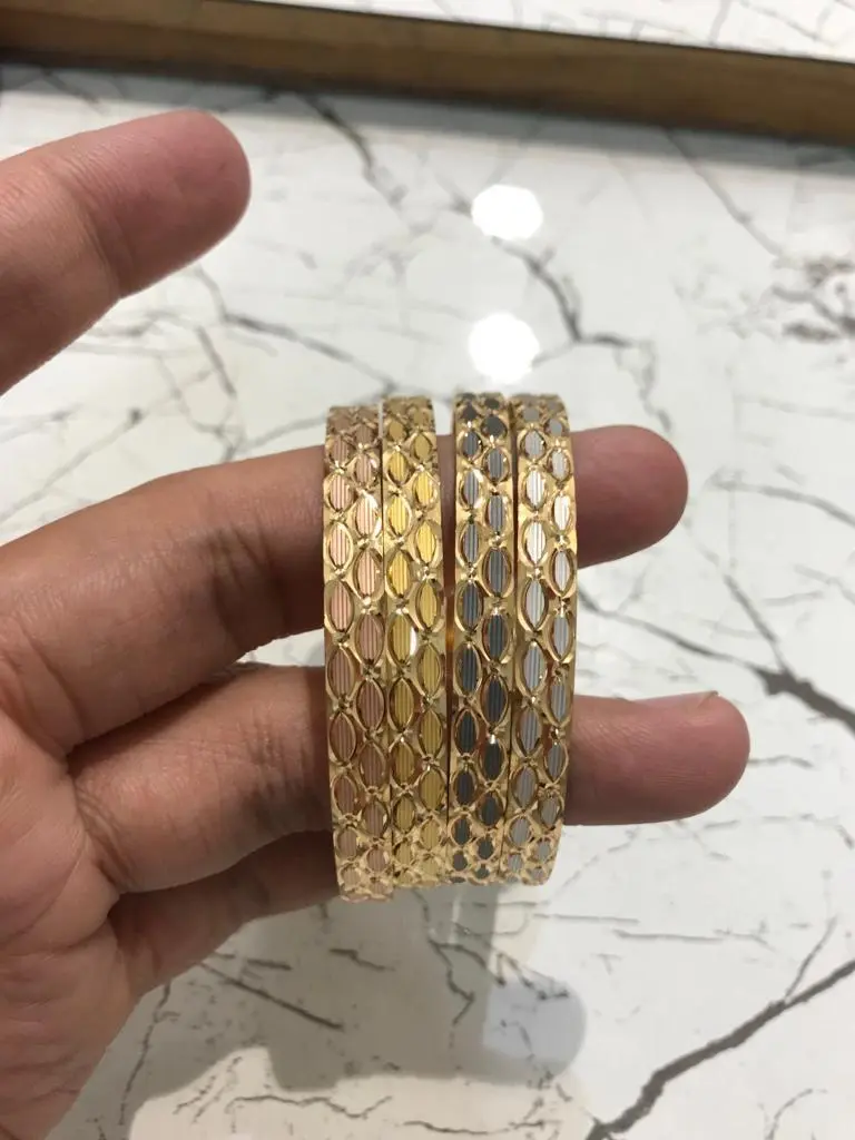 Gold Plain Bangles Set