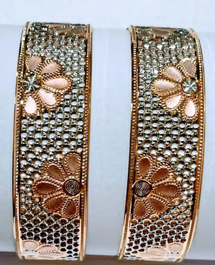 Gold Fancy Rhodium Bangles