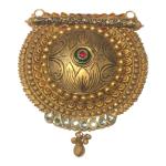 Round Shape with Red and white Stones Antique Gold Mangalsutra Pendant for women