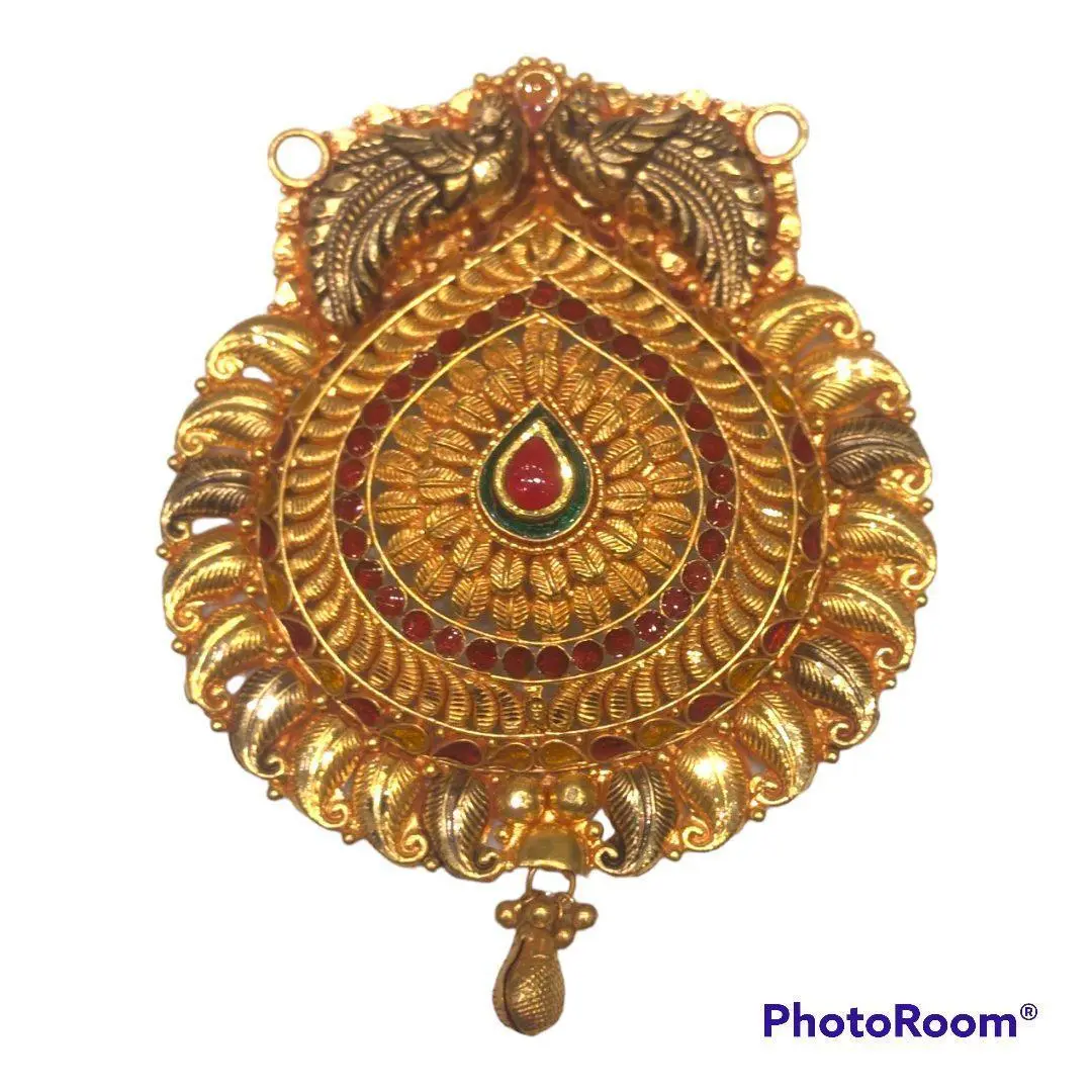 Shinning Diva Antique Gold Mangalsutra Pendant with Red stone for women