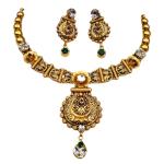 Antique Gold Necklace Set with Amazing Design for Ladies 