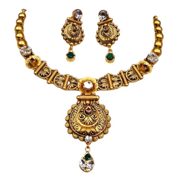 Antique Gold Necklace Set with Amazing Design for Ladies 