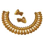 Elegant Gold Necklace Set in Antique Design with Fabulous Hanging Jhumke