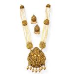 Fabulous Antique Temple Jewellery Design Pendant Set with Lord Krishna & Radha ji