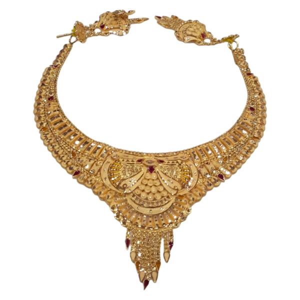 Yellow Gold Traditional Necklace in Fabulous Design 