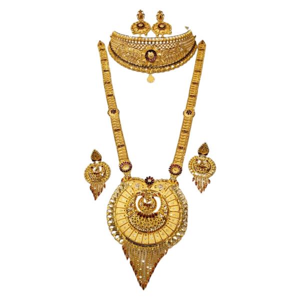 916 HUID Gold Rani Haar Set with Elegant Floral Work