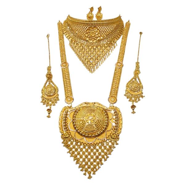 Amazing Gold Rani Haar Set with Beautiful Design in 916 HUID