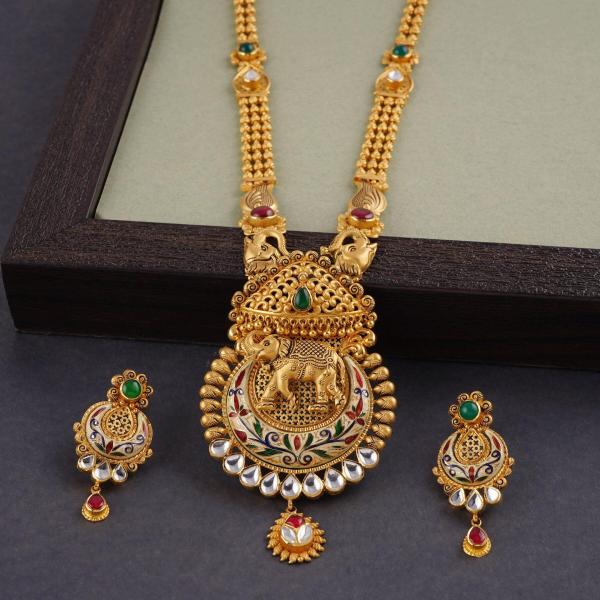 Amazing Gold Ranihar Set for Ladies in Fabulous Design 