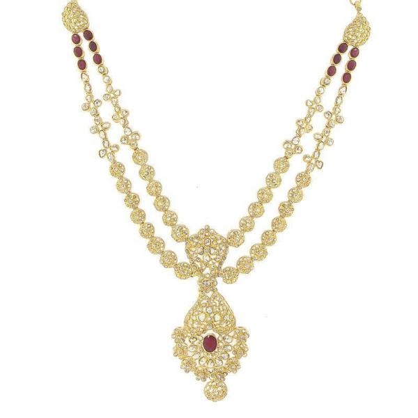 3 PIECE POLKI NECKLACE SET WITH RUBY