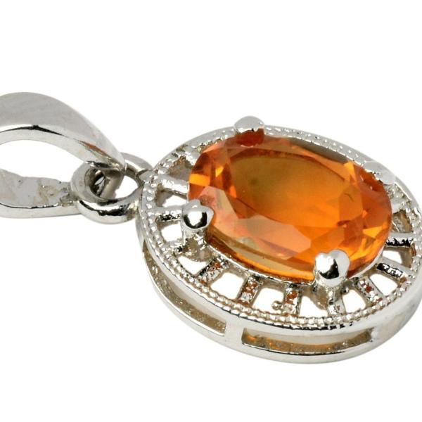 925 Sterling Silver Natural Golden Topaz Gemstone Pendant / Locket for Women & Girls