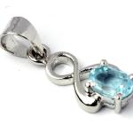 925 Sterling Silver Natural Blue Topaz Gemstone Pendant / Locket for Women & Girls