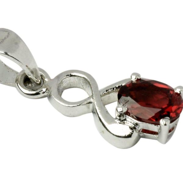 925 Sterling Silver Natural Garnet Gemstone Pendant / Locket for Women & Girls