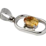 925 Sterling Silver Natural Citrine Gemstone Pendant / Locket for Women & Girls