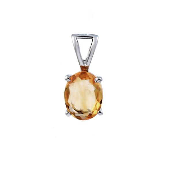 925 Sterling Silver Natural Citrine Gemstone Pendant / Locket for Women & Girls