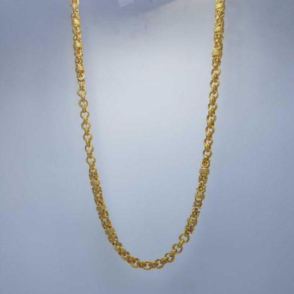 Gold Solid Chain for Men in Fancy Design