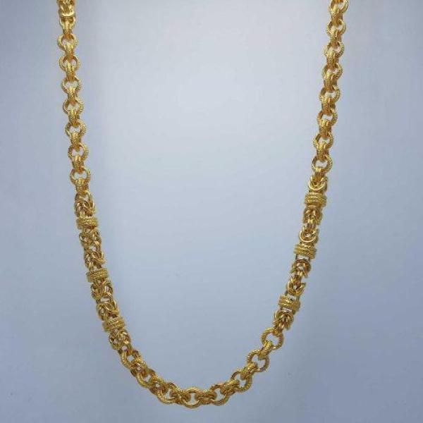 Gold Solid Chain for Men in Fancy Design