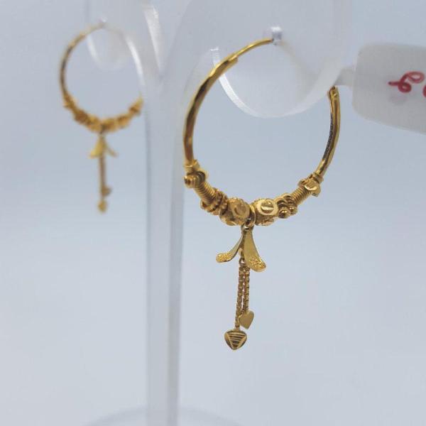 Fancy Hoops Style Gold Bali Pair