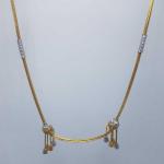 Designer Short Length Ladies Gold Chain with Rodium Polish