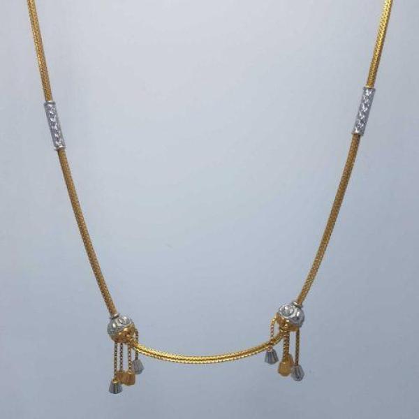 Designer Short Length Ladies Gold Chain with Rodium Polish