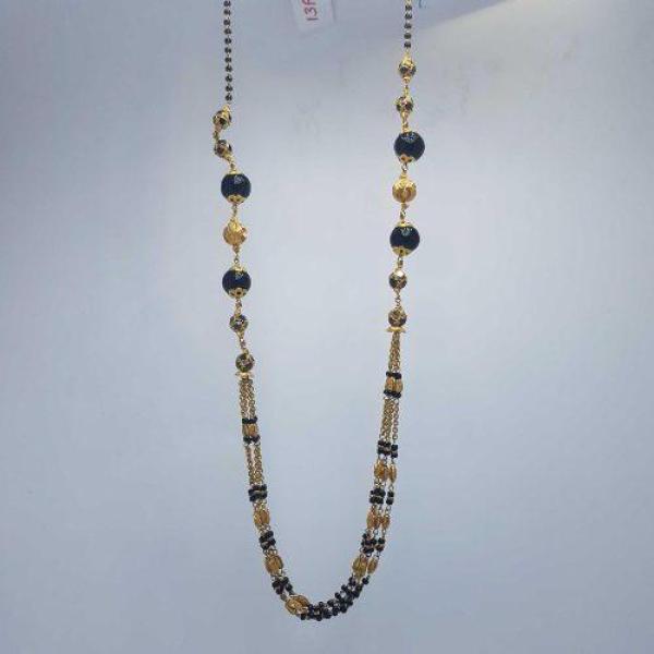 Designer Short Length Ladies Gold Chain with Black Beeds Urban Mangalsutra