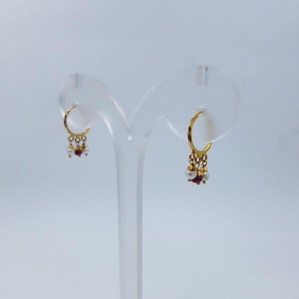 Beautiful Gold Bali Pair with hint of white and red stone