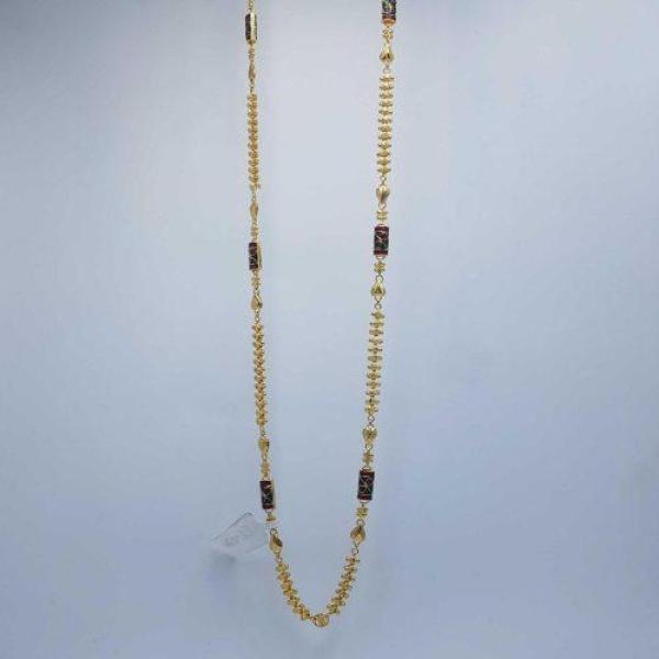 Designer Long Ladies Gold Chain with Meena Work