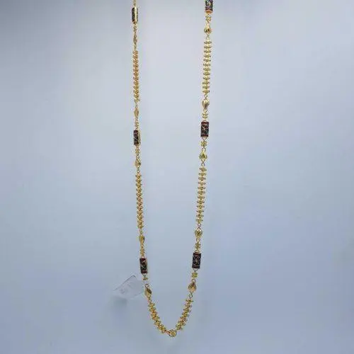 Designer Long Ladies Gold Chain with Meena Work