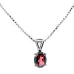925 Sterling Silver Natural Garnet Gemstone Pendent with Chain for Women & Girls
