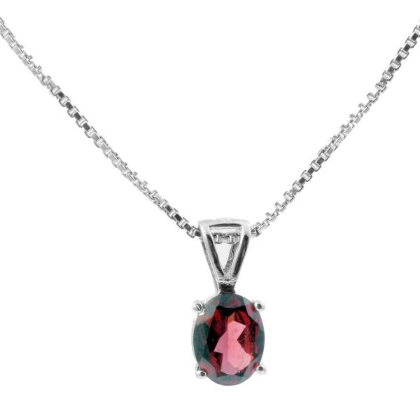 925 Sterling Silver Natural Garnet Gemstone Pendent with Chain for Women & Girls