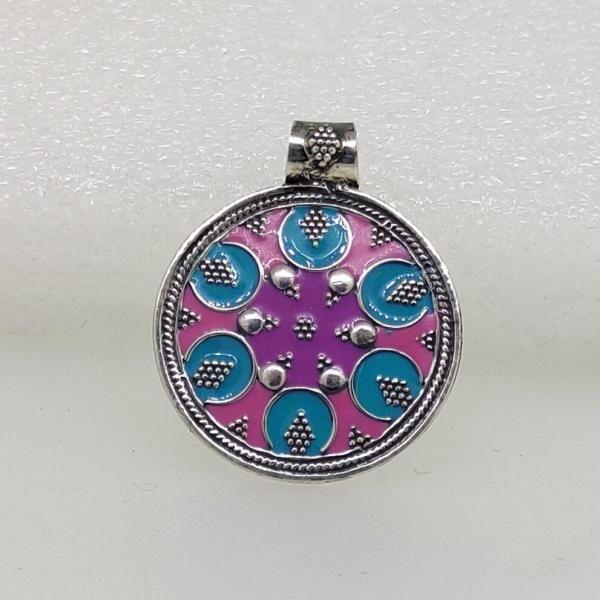 Multicolour Silver Meenakari Pendant