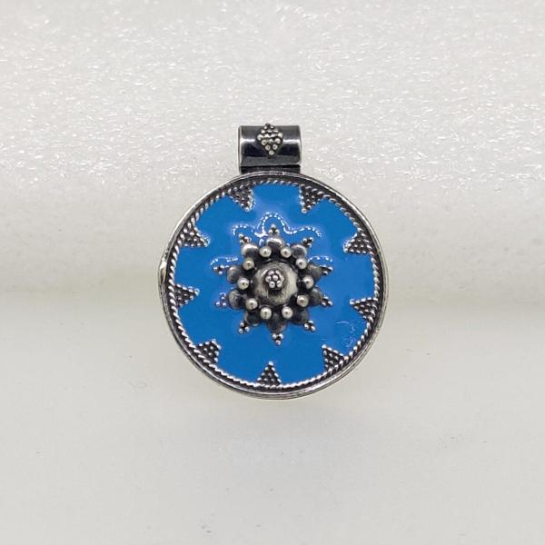 Blue Meenakari Silver Pendant