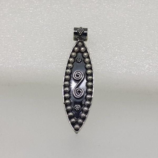 Oxidised Ellip Silver Pendant