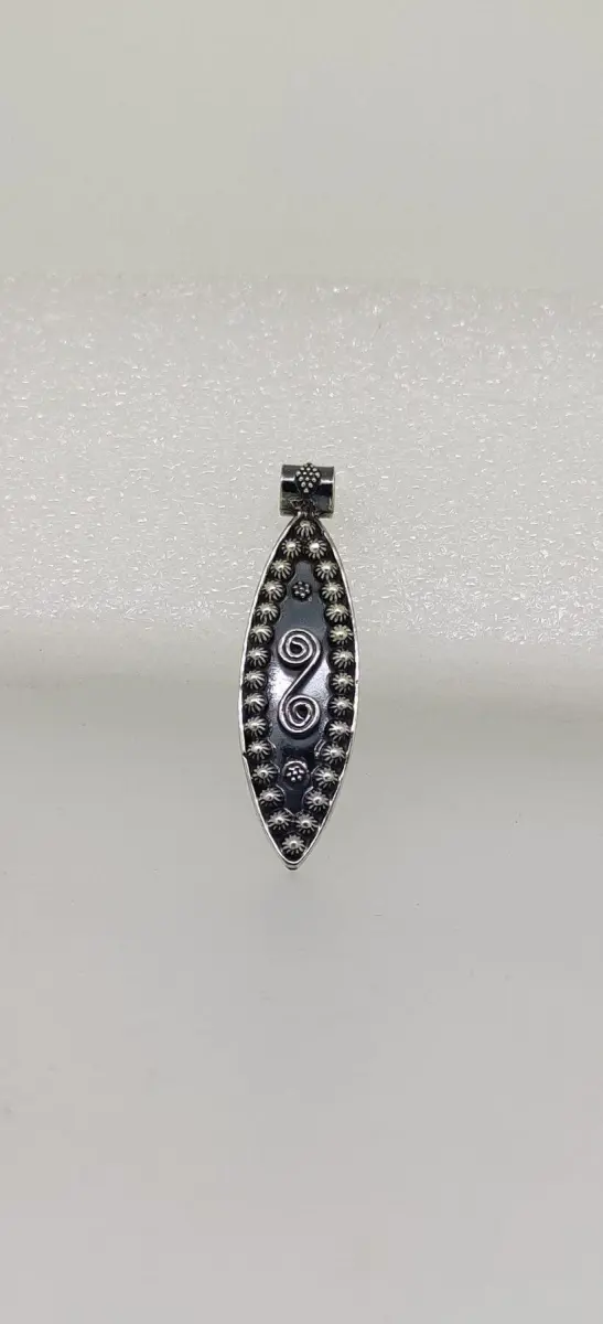 Oxidised Ellip Silver Pendant