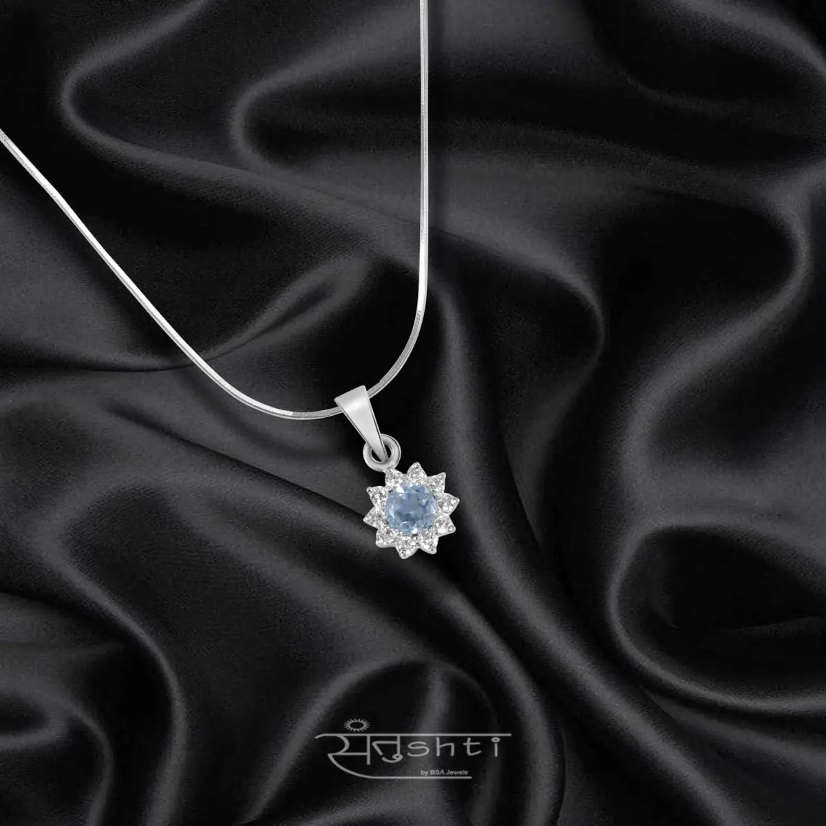 SKY BLUE STAR STERLING SILVER PENDANT