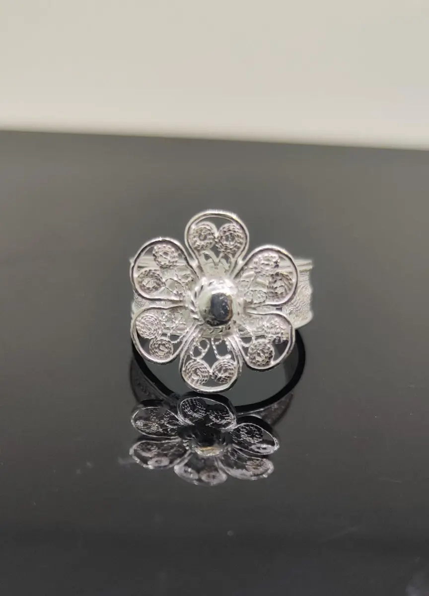 Meadow Bloom Filigree Silver Ring