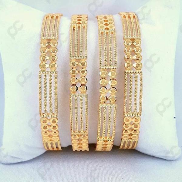 Gold Rhodium Polish Bangle Pair