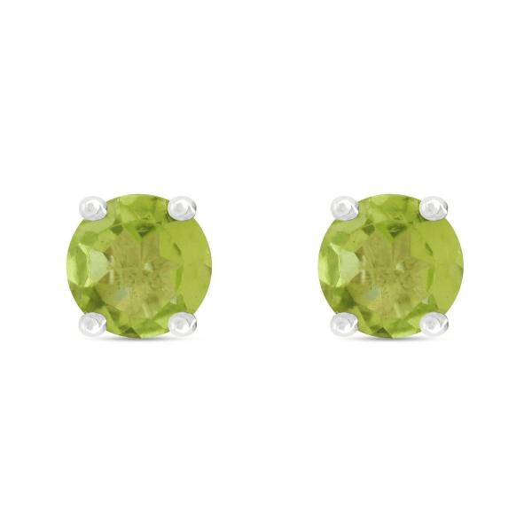 925 Sterling Silver Real Peridot Gemstone Round Shape Stud Earrings