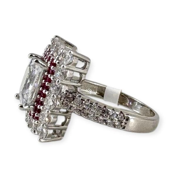 Beautiful Silver Ring With white & pink stones