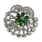 Beautiful Silver Cocktail Ring with Green & White Stone