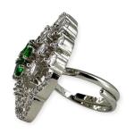 Beautiful Silver Cocktail Ring with Green & White Stone